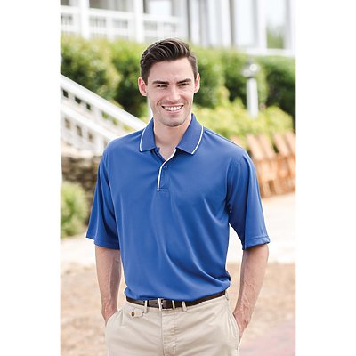 24/7 100% Poly Wicking Polo w/Stripe