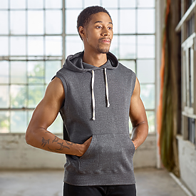 J.AMERICA Triblend Fleece Sleeveless Hood