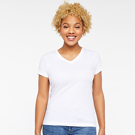 LAT 4.5oz 100% Ladies V Neck T