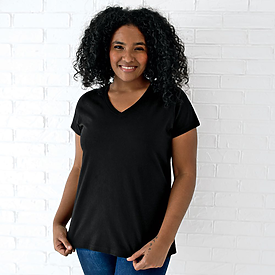 LAT Ladies Curvy V-Neck Premium Jersey Tee