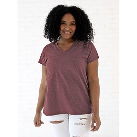 LAT Ladies Curvy V-neck Fine Jersey Tee