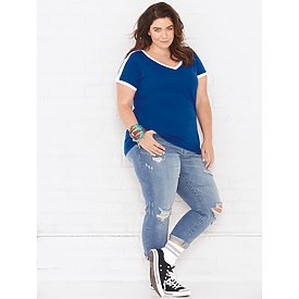 LAT Ladies Curvey Retro Ringer Tee