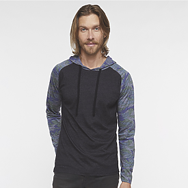 LAT Unisex Hooded Long Sleeve Raglan Tee
