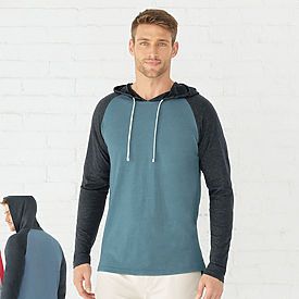 LAT Unisex Hooded Long Sleeve Raglan Tee