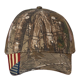KATI HEADWEAR Mesh Camo Woven USA Flag Cap