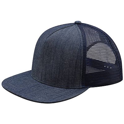 MEGA CAP Five-panel Flat Bill Trucker Cap