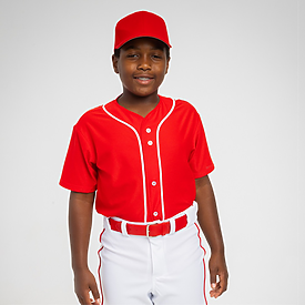 A4 Apparel Youth Full Button Stretch Mesh Baseball Jersey