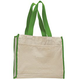 Q-Tees 12 oz. Canvas Gusset Tote Color Handles